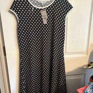Annalee + Hope Black and White Polka Dot Midi Dress